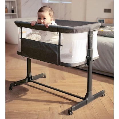 Baby Bassinet Mesh Crib - Portable Co-Sleeping Bedside Sleeper